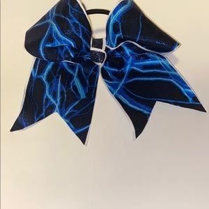 Blue patterned cheer bow